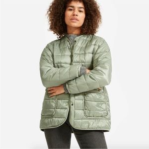 Everlane The ReNew Channeled Liner Puffer Chore Coat in Light Sage
